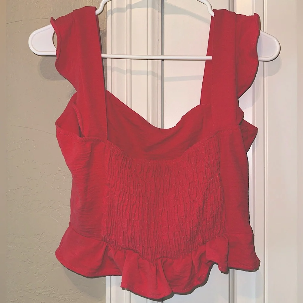 Pink Ruffled Crop Top - Picture 2 of 3